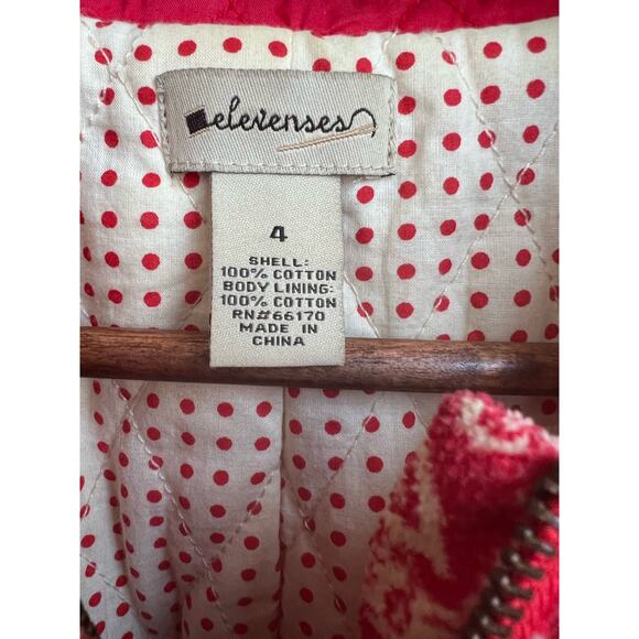 Elevenses Red Corduroy Quilted Jacket Size 4 - Picture 4 of 8